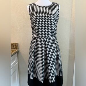 Calvin Klein Black and White Houndstooth Midi Dress